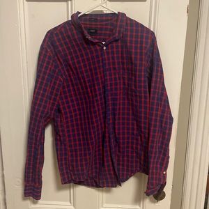 Large, Blue and Red Checkered, Slim , J Crew Button Down